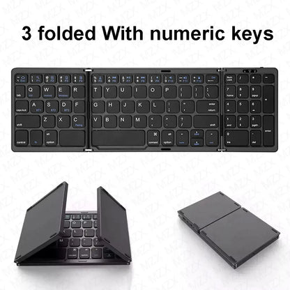 3 Foldable Wireless Keyboard Rechargeable Blutooth Folding with Numeric Keys For iPad PC Tablet Notebook Mini Wireless Keyboard