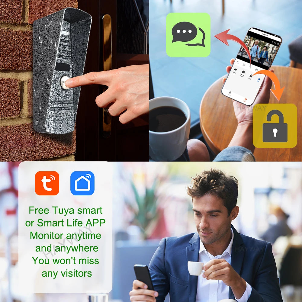 Hayway Home Visual Intercom 1080P Video Doorbell Camera For Apartment 7 " Tuya Smart Full Touch Monitor Support Motion Detection