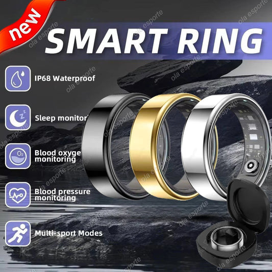 For Xiaomi Men Women Smart Ring With Charging Case Heart Rate Sleep Sport Fitness Tracker 3ATM Take Photo SmartRing Android IOS