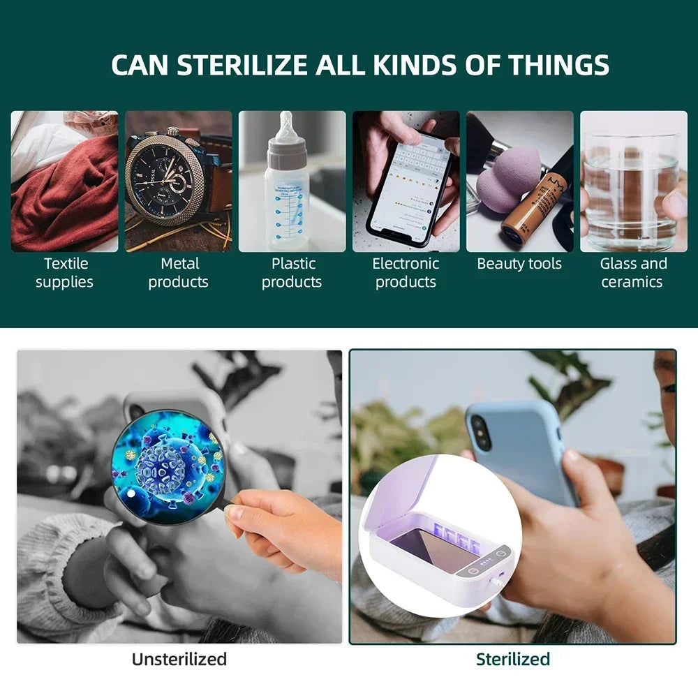 Multi Functional UV Disinfection Box for Mobile Phone Cleaning and Disinfection UV Sterilization for Smartpone Glasses Bottles