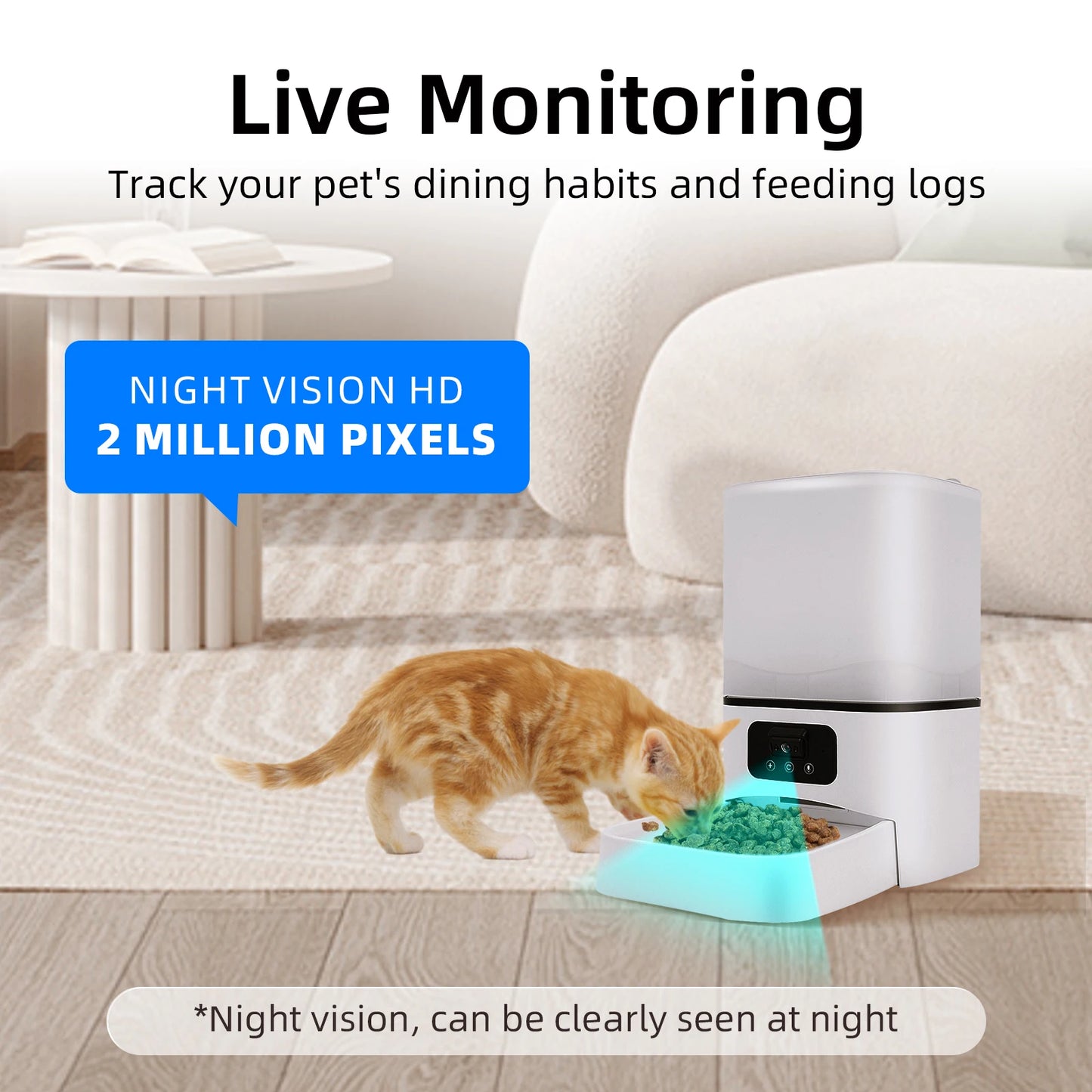6L Large capacity Cat Smart Pet Feeder Wi-Fi & Camera Controlled  Feeder 2 million pixel  Automatic Dog & Cat Food Dispenser