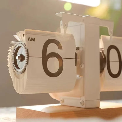 Walnut Automatic Flip Clock Creative Retro Living Room Decoration Desk Clock