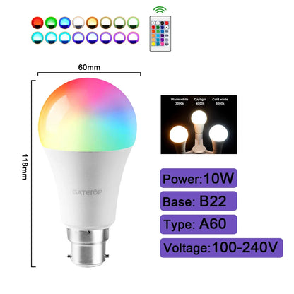 Smart Spotlight Bulb RGBW Infrared Remote Control LED Bulbs GU10 6W 10W Color Light Dimming Suitable for Family Holiday Parties