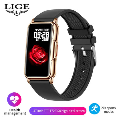 LIGE New 1.47 Inch Men Smart Watch Women Bluetooth Connected Phone Waterproof Smartwatch Music Sports Fitness Tracker Bracelet