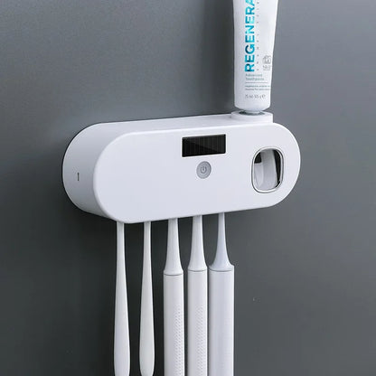 UV Toothbrush Sanitiser Holder Solar Energy Wall-mounted Sanitizing Box Toothpaste Dispenser Toothbrush Sterilizing Machine