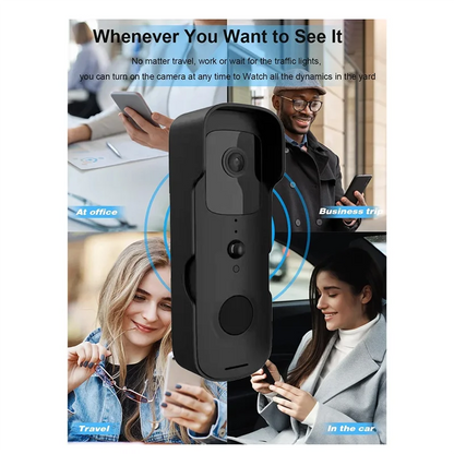Smart-Tuya Wifi Smart Video Door Viewer - Waterproof With Night Vision, 1080P FHD Camera, Visual Intercom Doorbell, US Plug