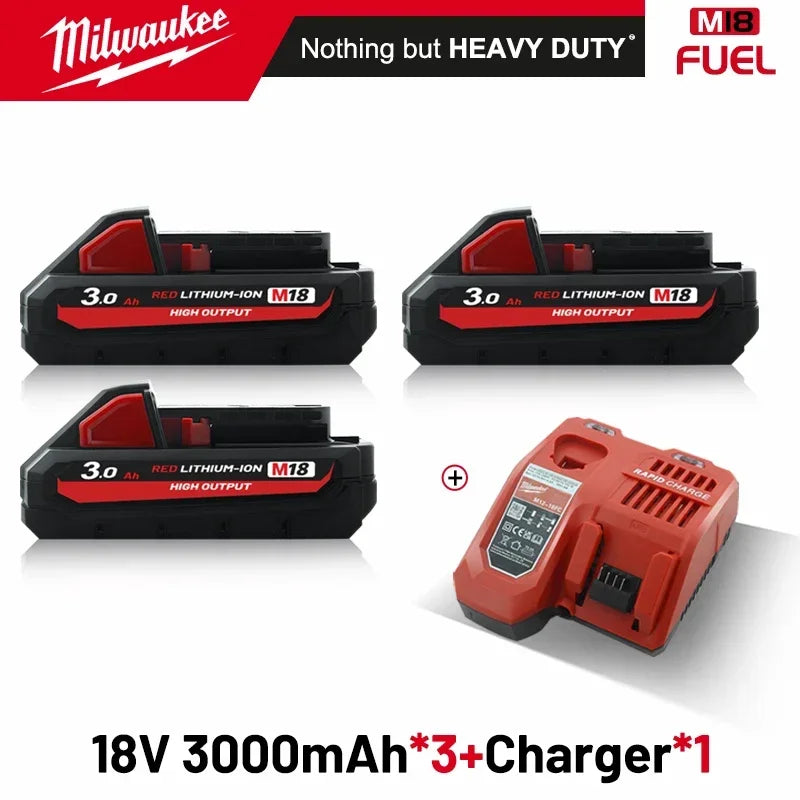 original Milwaukee M18 Power Tool Battery, Charger, 18V 6Ah Li-Ion M18B5 48-11-1860 48-11-1850 48-11-1840 48-11-1830 48-11-1820