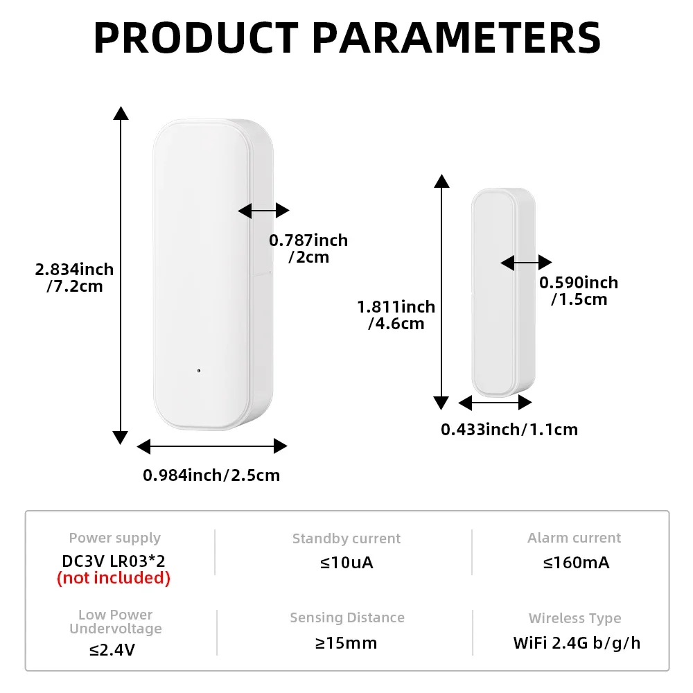 WiFi or Zigbee Window Door Sensor Tuya Smart Home Security Alarm System Voice Control Via Alexa Google Home Smart
