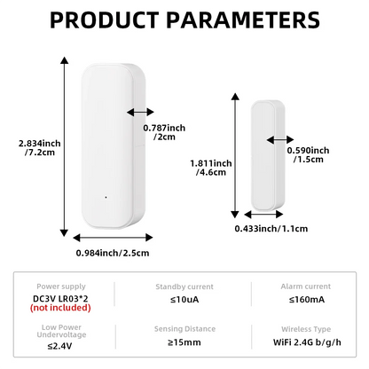 WiFi or Zigbee Window Door Sensor Tuya Smart Home Security Alarm System Voice Control Via Alexa Google Home Smart