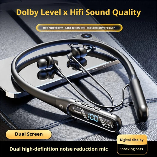 EARDECO HIFI Sound 5.4 Bluetooth Headphone Sport Neckband Earphones ACS Wireless Headphones Type-C Charging Digital Display