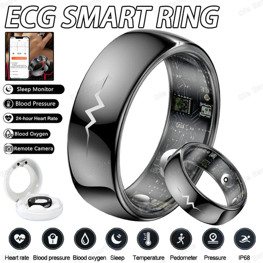 New ECG Smart Ring Heart Rate Blood Oxygen Blood Pressure Sleep Monitor Rings 5ATM Waterproof Multi-Sport Smartring For Xiaomi
