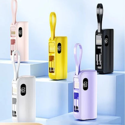 3/1 Capsule Power Banks 5000mah Mini Charging Emergency Tail Plug 22.5w Mobile Shared Powerbank Built-in Cable/invisible Bracket