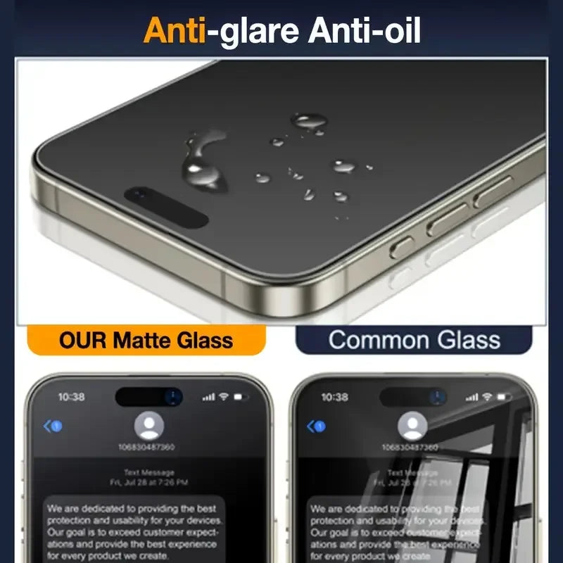 3Pcs Oleophobic Dust Free Easy Installation Matte Privacy Screen Protector for IPhone 16 15 11 12 13 14 Pro Max Plus XS XR Glass
