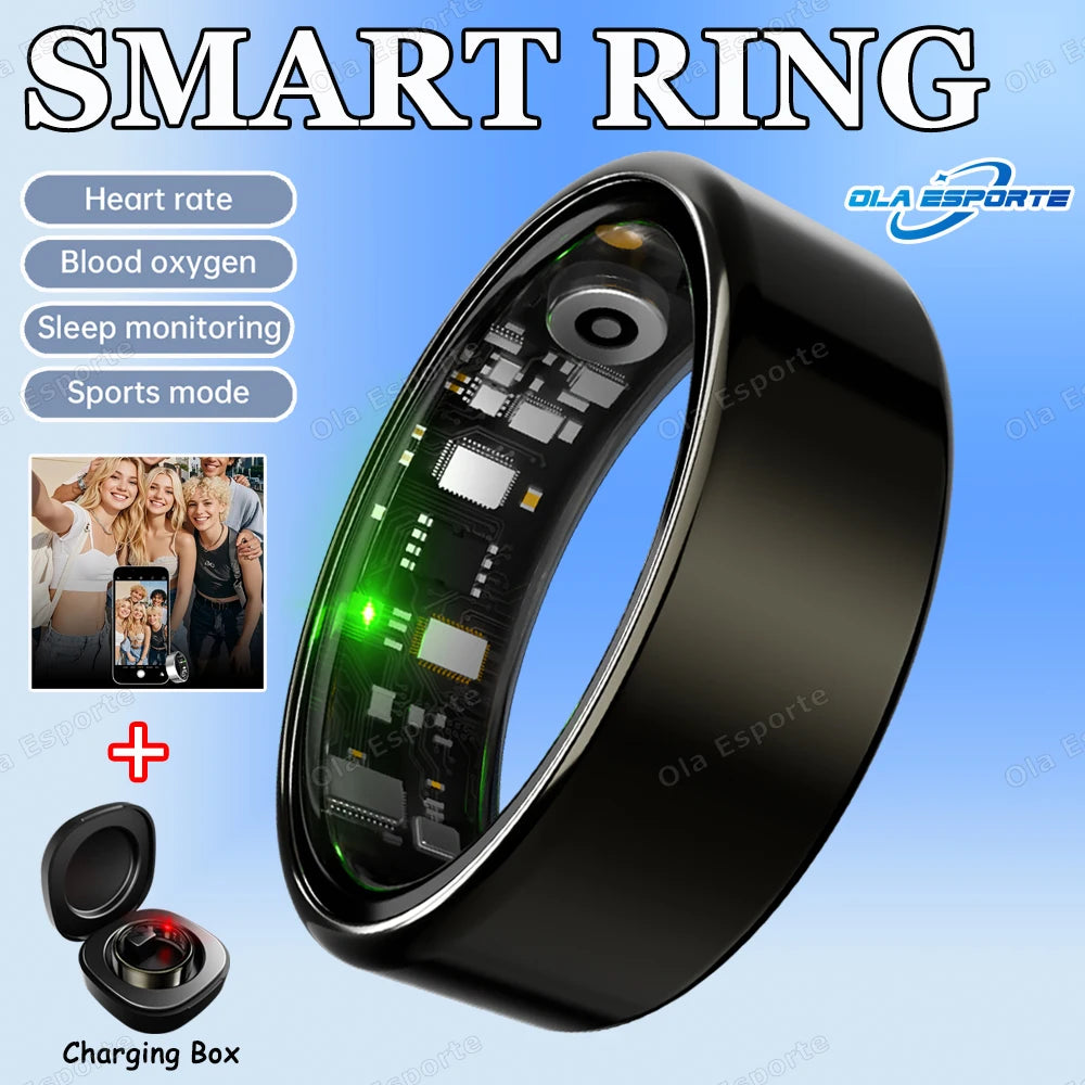 For Xiaomi Men Women Smart Ring With Charging Case Heart Rate Sleep Sport Fitness Tracker 3ATM Take Photo SmartRing Android IOS