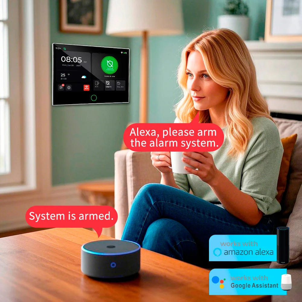 KERUI 7 Inch Full Touchscreen Wireless Burglar Alarm for House, 4G+WiFi Home Alarm System, Complete Set, Tuya Smart App Alarm