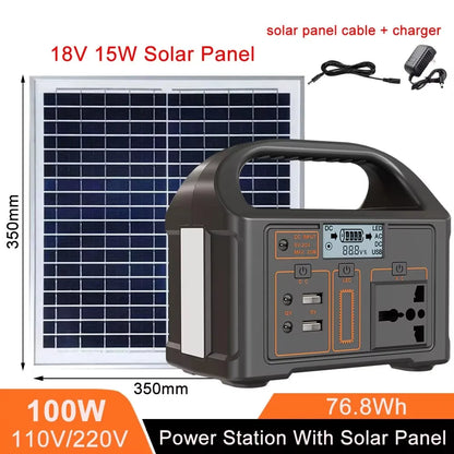 Portable Power Station 300W 500W Solar Generator 460Wh LiFePo4 Batteries 110V 220V Energy Storage Supply LED For Camping RV Trip