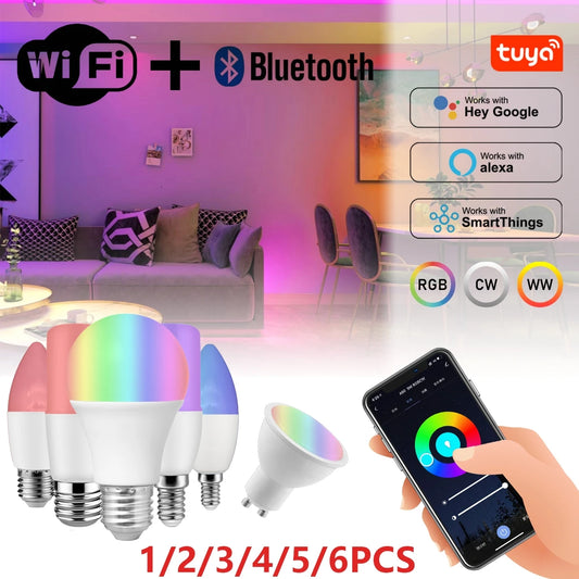 LED WIFI Smart Light GU10 Bulb 10w 6W E14 B22 E27  110V 220V Rgb Dimmable Spotlight Wifi Led Lamp Work With Alexa Google Home
