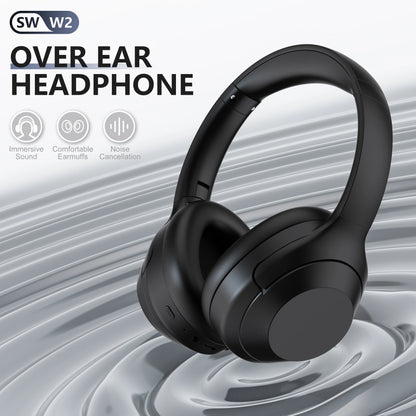 W2 Wireless Headphones ANC Headphone Bluetooth 5.2 Earphones Over-Ear with Mic, HiFi Stereo Foldable Lightweight Headphones