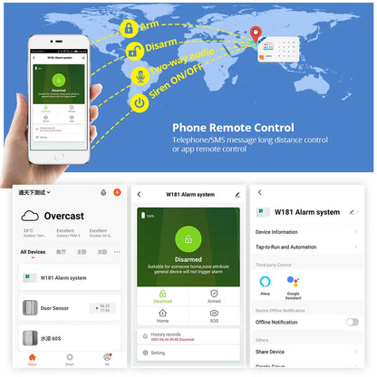 KERUI W181 Alarm System Secutrity Home WIFI GSM Alarm Tuya Smart Motion Detector Door Sensor Burglar IP Camera Work Alexa Google