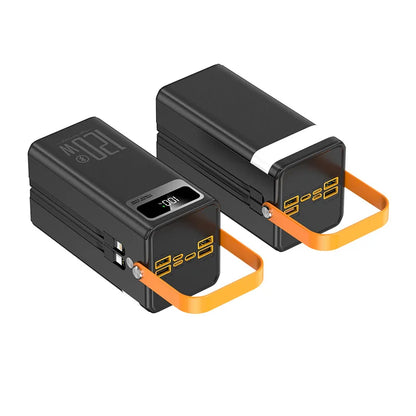 120W 60000mAh Power Bank Fast Charging Comes Two Wire External Battery Pack with Flashlight Outdoors for Huawei Xiaomi IPhone