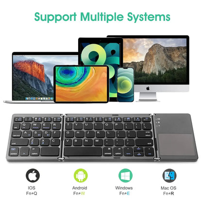 Russian/Spanish/English B033 Mini Foldable keyboard, Wireless Bluetooth Keyboard Recharger with Touchpad for Windows Android IOS