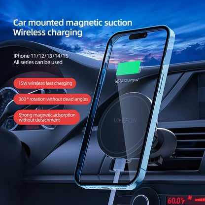 Car Air Outlet Wireless Charger Phone Stand For Magsafe iPhone 16 15 14 13 12 Pro Max Air Vent Cell Magnet Fast Charging Station