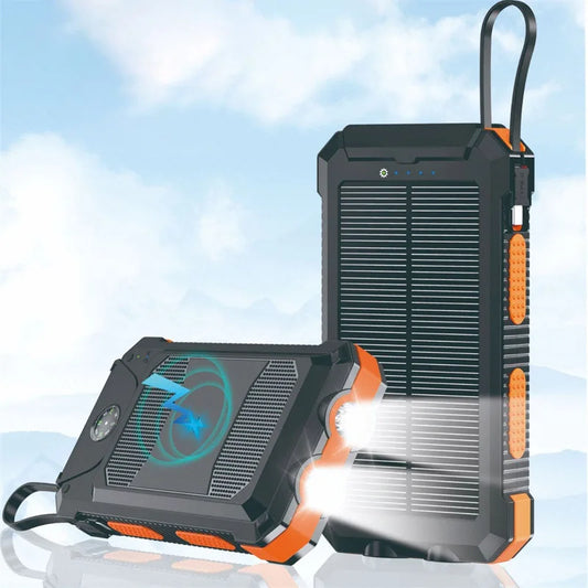 Self-wired fast charging wireless solar charging treasure 20000 mA Compass waterproof mobile power