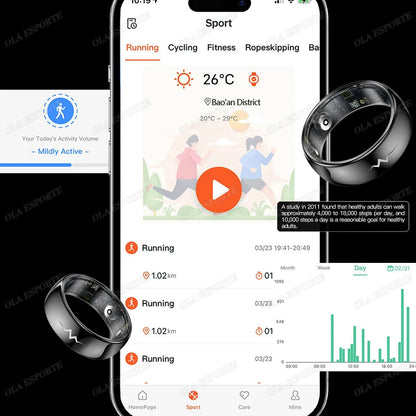 New ECG Smart Ring Heart Rate Blood Oxygen Blood Pressure Sleep Monitor Rings 5ATM Waterproof Multi-Sport Smartring For Xiaomi