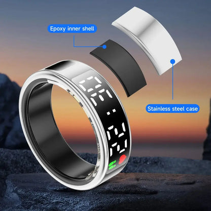 Men for Smart Ring LED Display Screen Heart Rate Blood Oxygen Monitoring Multi Women smart ring Couple Holiday Gift Health rings
