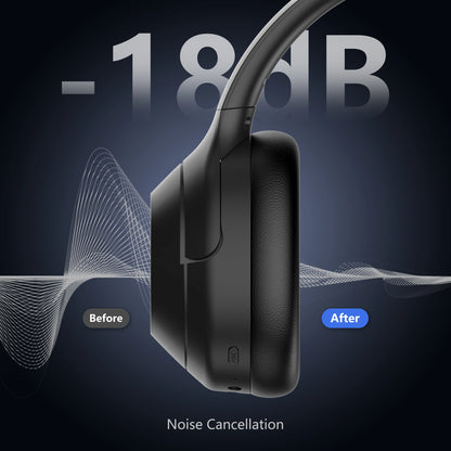 W2 Wireless Headphones ANC Headphone Bluetooth 5.2 Earphones Over-Ear with Mic, HiFi Stereo Foldable Lightweight Headphones
