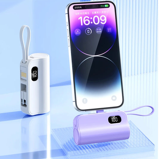 3/1 Capsule Power Banks 5000mah Mini Charging Emergency Tail Plug 22.5w Mobile Shared Powerbank Built-in Cable/invisible Bracket