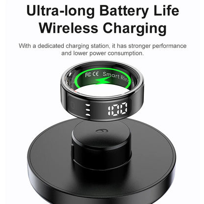 R11 Smart Ring with Display Screen and Touch Wireless Charging, Health Manager 5 ATM Waterproof For Men Women for iphone Android