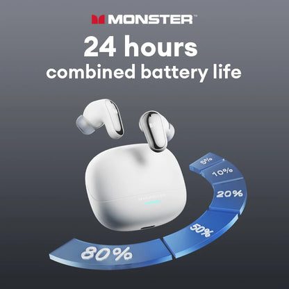 Monster MQT52 Wireless Bluetooth 5.4 Earphones Long Battery Life Gaming Headphones Dual Mode HIFI Stereo Sound Headset With Mic