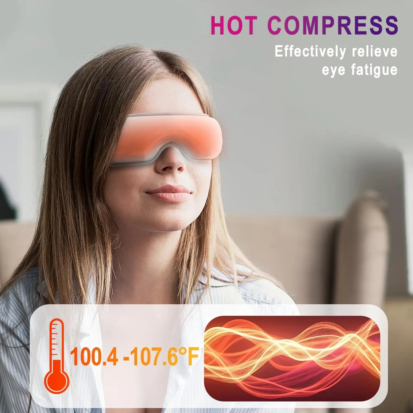 4 in 1 Airbag Eye Massager with Heat for Migraines Relief Smart Eye Mask with Bluetooth Music for Relax Eye Strain Improve Sleep