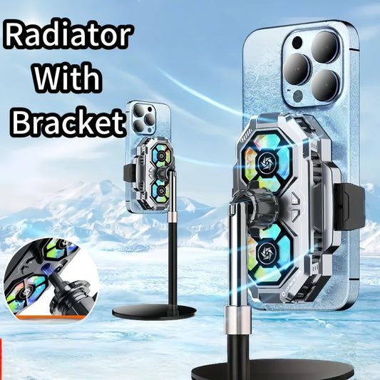 Mobile phone radiator stand digital display ultra-silent dual fans fast cooling live broadcast cooling tool