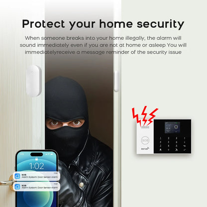PGST Residential Tuya Smart Gsm Wifi Alarm System for Home Wireless Security Alarm House Smart Life App Control work with ALexa