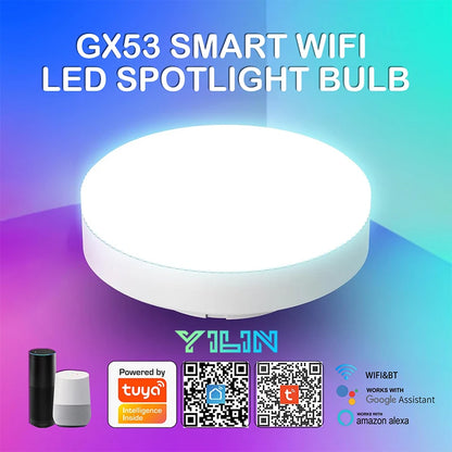 GX53 Smart LED Bulb RGBCW 12W Wardrobe Spotlight Bulb WIFI TUYA APP Control Intelligent LED Downlight Cabinet Light AC220V