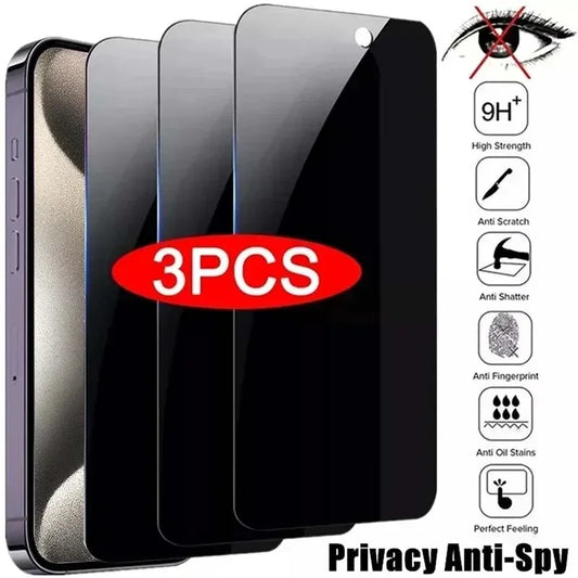 3Pcs Privacy Screen Protector For iPhone 13 14 15 16 17 Pro Max Mini 8 7 Plus Anti-spy Protective Glass For iPhone 17 XR XS Max