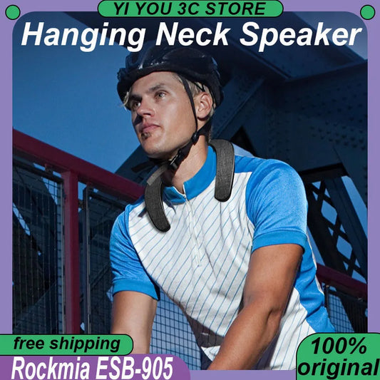Rockmia EBS-905 Wearable Neckband Speaker Bluetooth 5.0 Hands-free Ear-Free for TV Game Play Home Outdoor Use TF Card