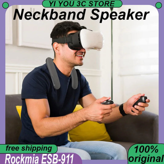 Rockmia ESB-911 Neckband Speaker Wireless Portable 65ms Low Delay Lightweight Speakers With Mic Waterproof TF Card Outdoor Sport