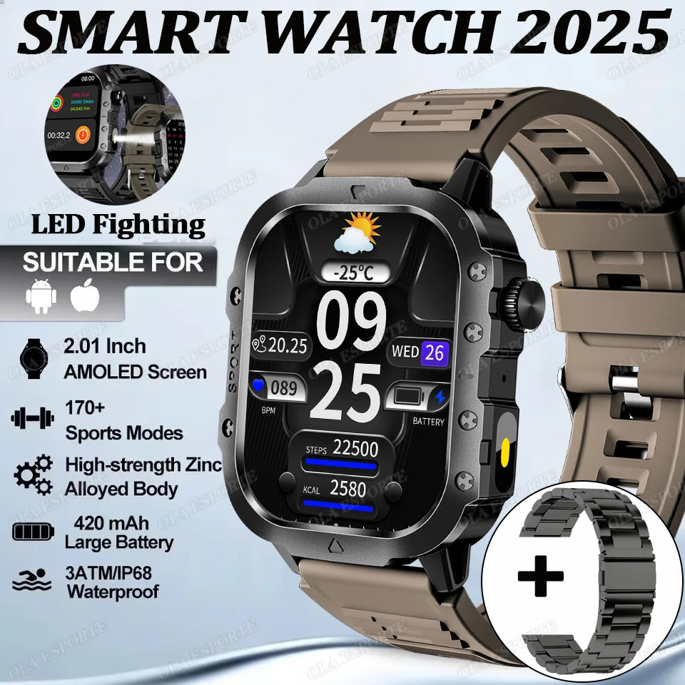 For Xiaomi Huawei Smart Watch Men Women Bluetooth Call GPS Compass Tracker Sports Watches LED Flashlight Touch Screen Smartwatch