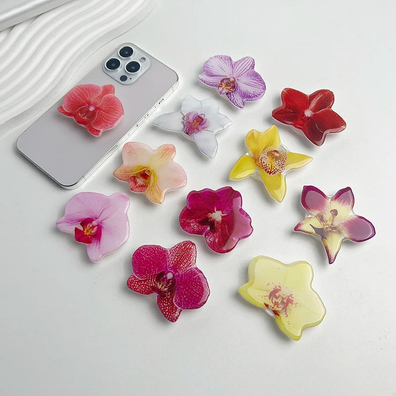 Phone Holder Folding Ring Phone Support Popular Style Internet Celebrity Orchid Acrylic Socket Grip Cymbidium Custom