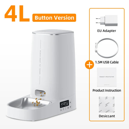 ROJECO Automatic Pet Feeder Smart Control Cat Food Kibble Dispenser Button Version Auto Feeder For Cats Dogs Feeding Accessories