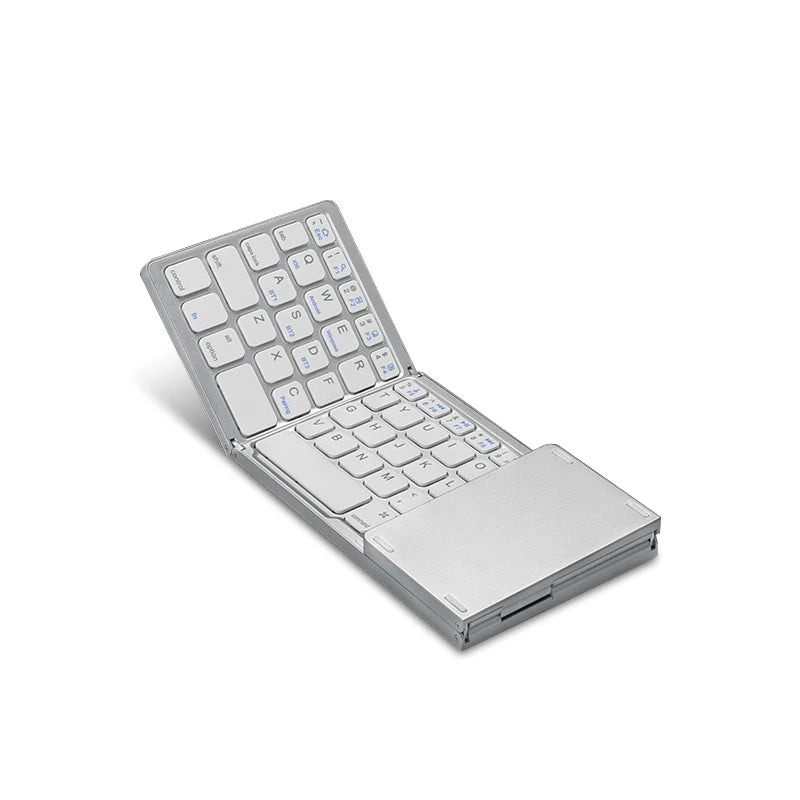 HUWEI Mini Folding Wireless Bluetooth Keyboard Russian Spanish Arabic Hebrew Portugues with Touchpad for Windows, Android, IOS
