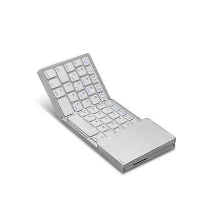HUWEI Mini Folding Wireless Bluetooth Keyboard Russian Spanish Arabic Hebrew Portugues with Touchpad for Windows, Android, IOS
