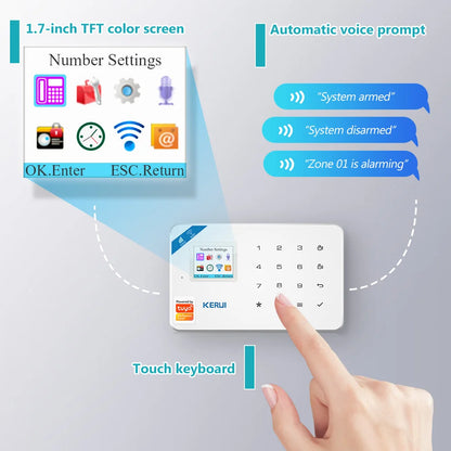 KERUI W181 Alarm System Secutrity Home WIFI GSM Alarm Tuya Smart Motion Detector Door Sensor Burglar IP Camera Work Alexa Google