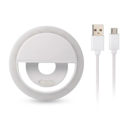 USB Charge LED Selfie Ring Light Phone Lens LED Selfie Lamp Ring For iPhone Samsung Xiaomi Huawei Cell Smartphone Selfie Light