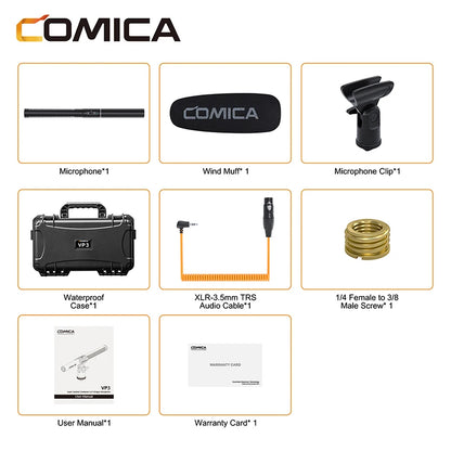 COMICA VP3 Super Cardioid Condenser XLR Shotgun Microphone for video shooting,live streaming, report and podcasting.