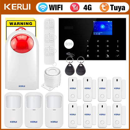 KERUI 4G/WiFi Home Alarm System with 3 Wired Zones Wireless Alarm System for Home/Office/Garage Burglar Security Protection G34