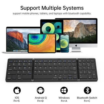 3 Foldable Wireless Keyboard Rechargeable Blutooth Folding with Numeric Keys For iPad PC Tablet Notebook Mini Wireless Keyboard